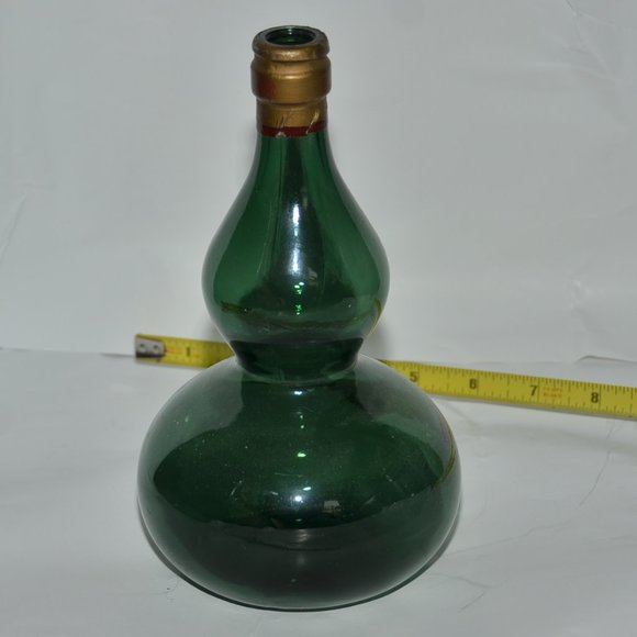 large green glass decorative jug decanter bottle home decor - Picture 4 of 13